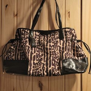 Coach Black Leopard Drawstring Carryall 31423